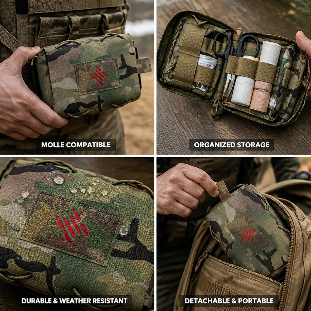 Tactical Medical Pouch 500D Nylon Laser-Cut MOLLE