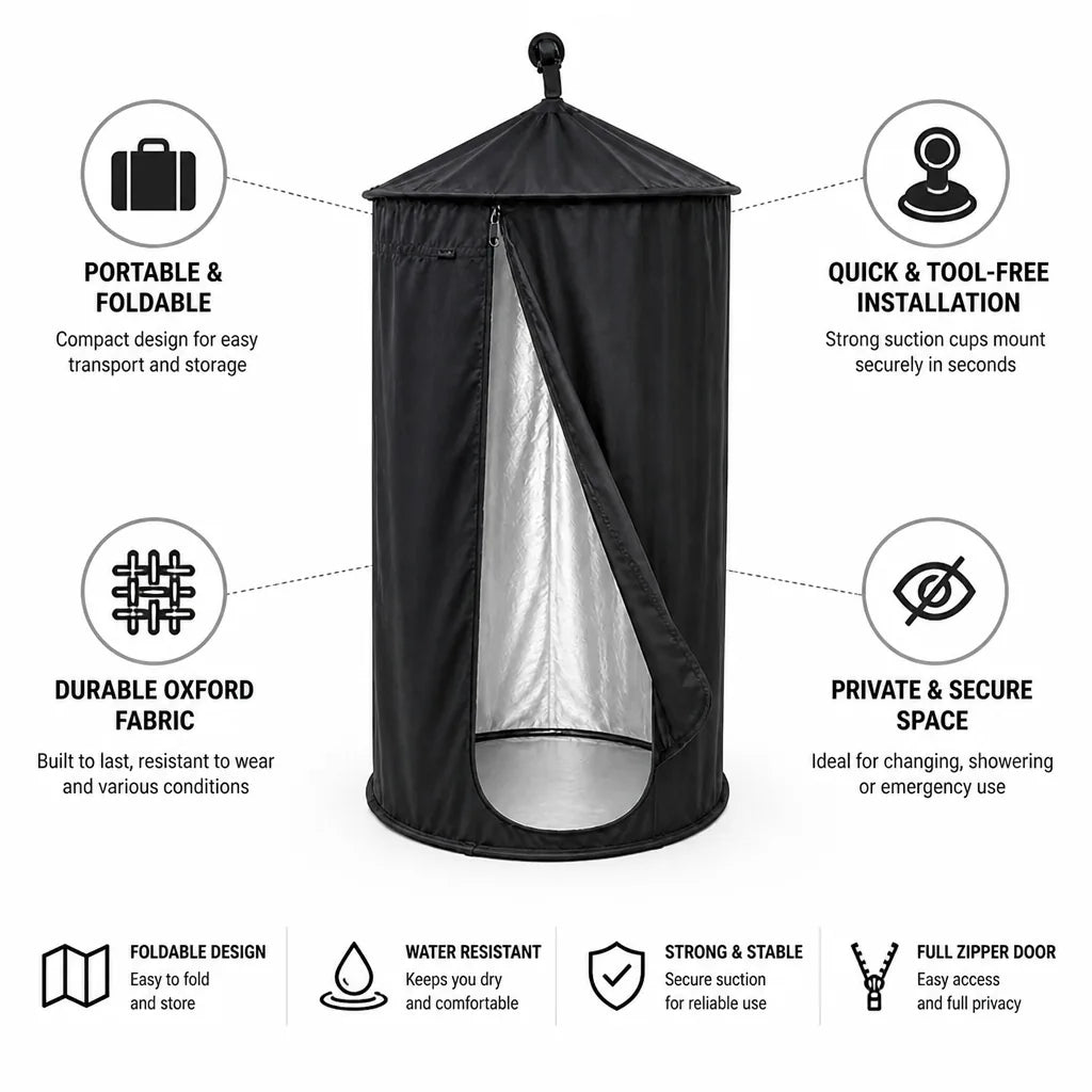 Tailgate Privacy Tent Foldable Suction-Cup Mount