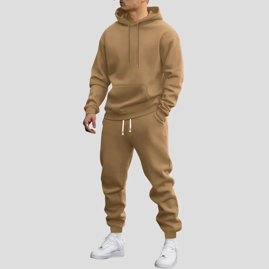 Tracksuit Set Polyester Blend Hoodie & Joggers With Pockets