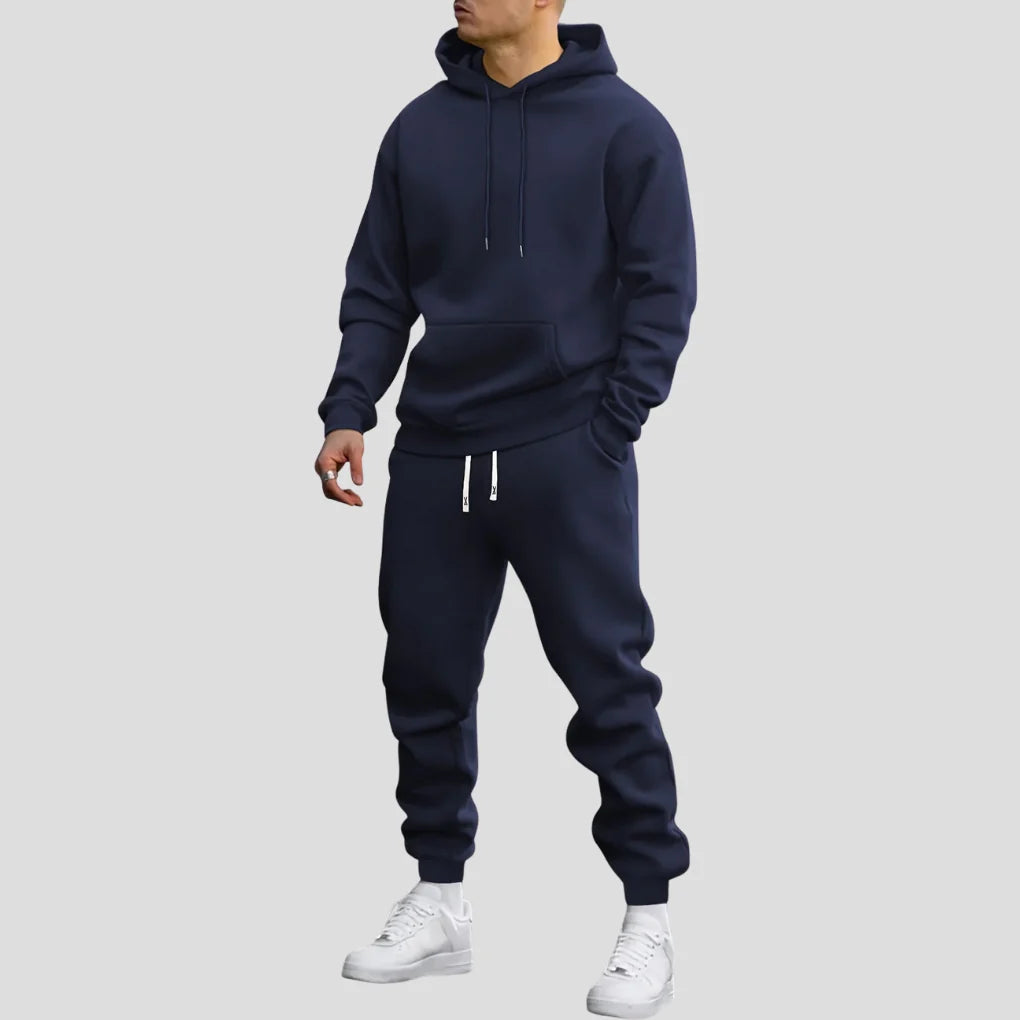 Tracksuit Set Polyester Blend Hoodie & Joggers With Pockets