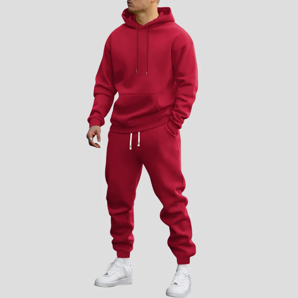 Tracksuit Set Polyester Blend Hoodie & Joggers With Pockets
