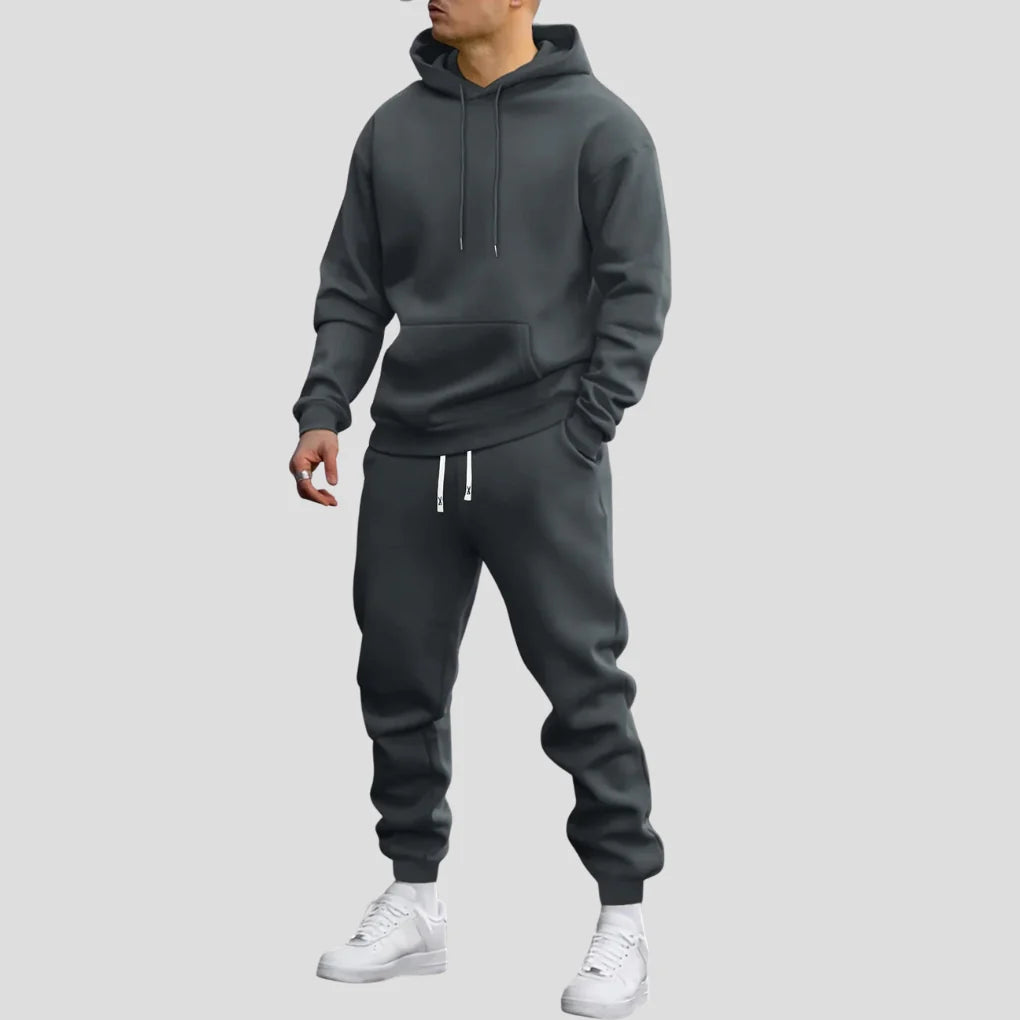 Tracksuit Set Polyester Blend Hoodie & Joggers With Pockets