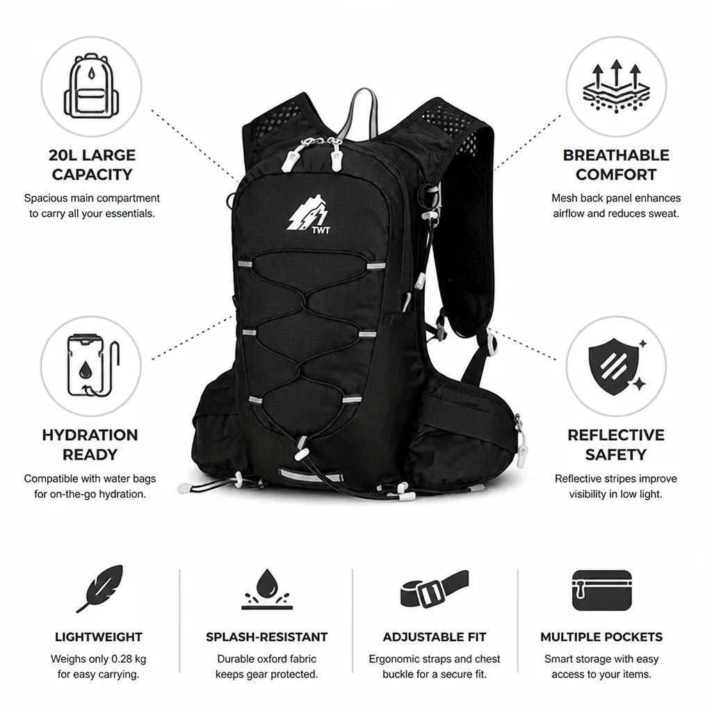 Trail Running & Cycling Backpack 20 L Hydration-Ready
