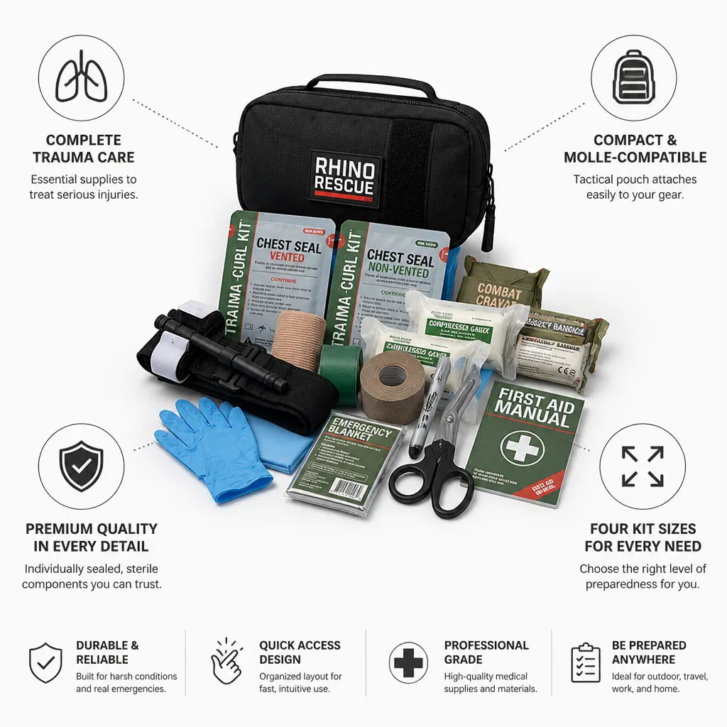 Trauma Kit MOLLE-Compatible Pouch Tourniquet & Chest Seals