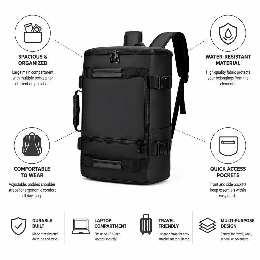 Travel Backpack Large Capacity Water-Resistant