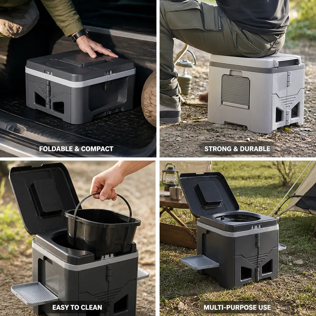Travel Toilet Foldable Space-Saving 331 Pound Capacity