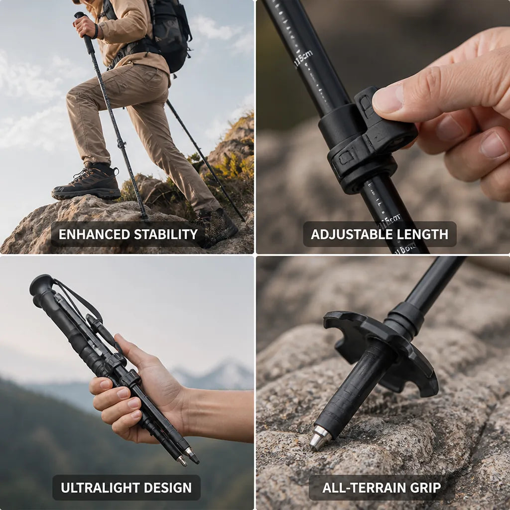 Trekking Pole Ultralight 7075 Aluminum Adjustable Length