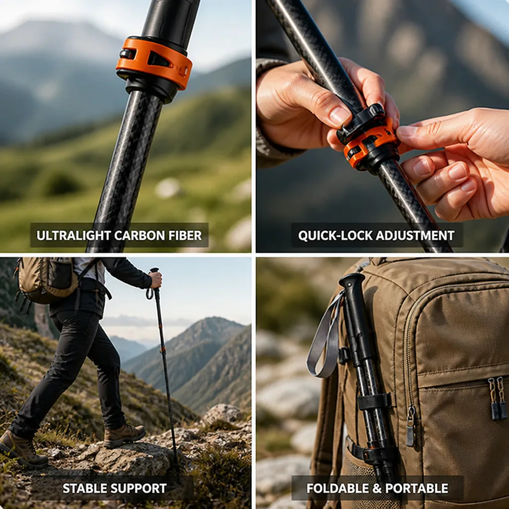 Trekking Poles Ultralight Carbon Fiber Quick-Lock