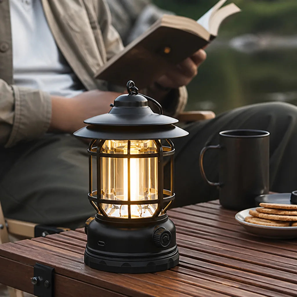 USB Rechargeable Lantern with Stepless Dimming, Adjustable Color Tones