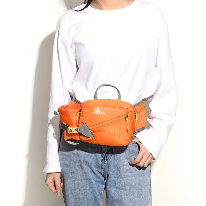 Waist Bag Durable Nylon Bottle Holder Multiple Zip Pockets