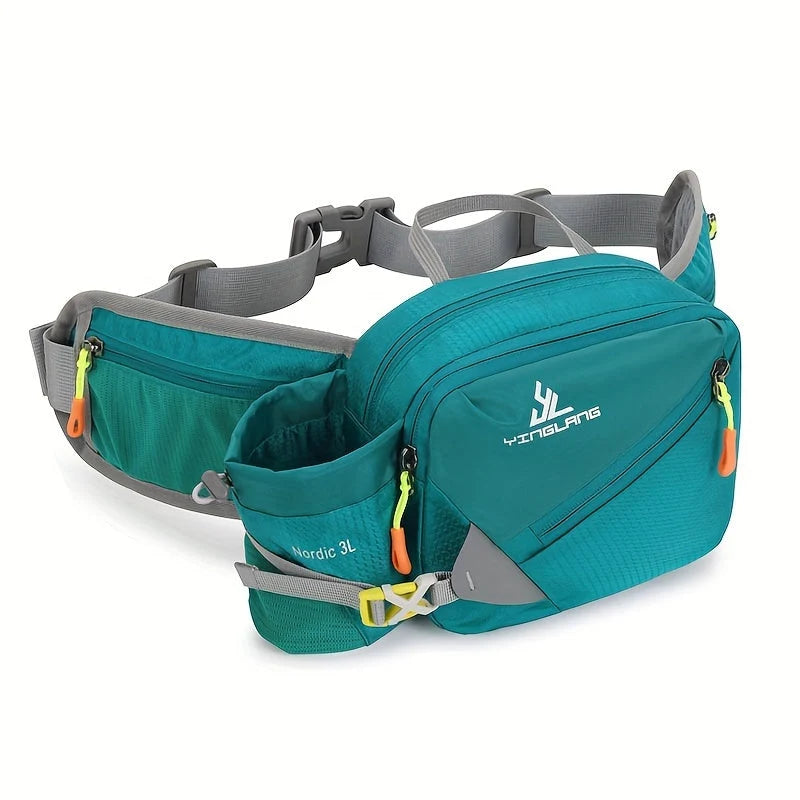 Waist Bag Durable Nylon Bottle Holder Multiple Zip Pockets
