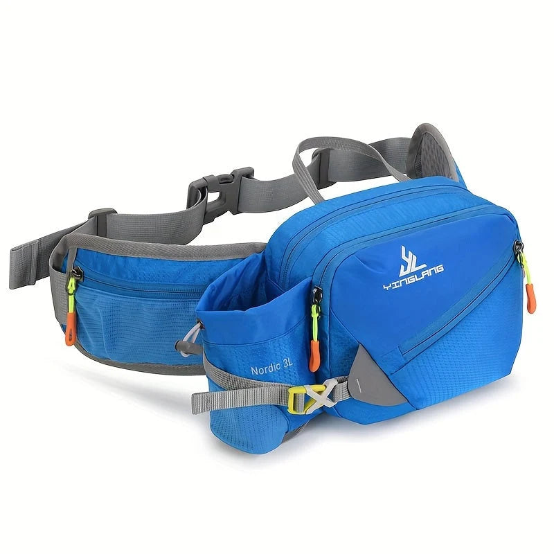 Waist Bag Durable Nylon Bottle Holder Multiple Zip Pockets