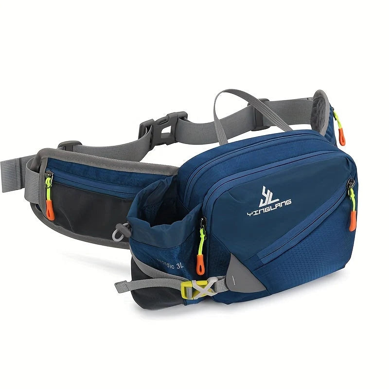 Waist Bag Durable Nylon Bottle Holder Multiple Zip Pockets