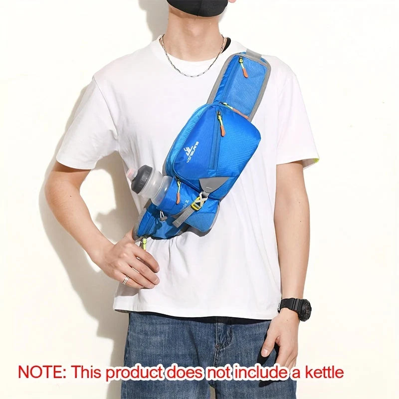 Waist Bag Durable Nylon Bottle Holder Multiple Zip Pockets