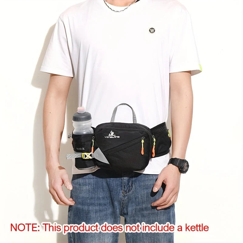 Waist Bag Durable Nylon Bottle Holder Multiple Zip Pockets