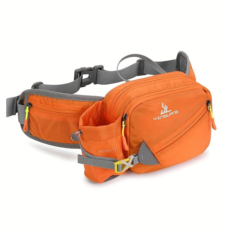 Waist Bag Durable Nylon Bottle Holder Multiple Zip Pockets