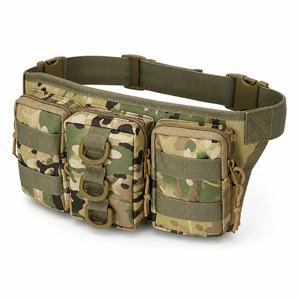Waist Bag Waterproof 800D Oxford Three Zippered Pockets