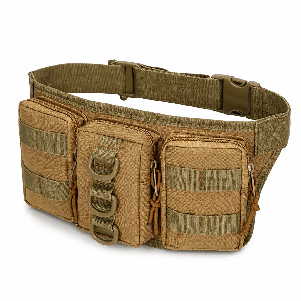 Waist Bag Waterproof 800D Oxford Three Zippered Pockets