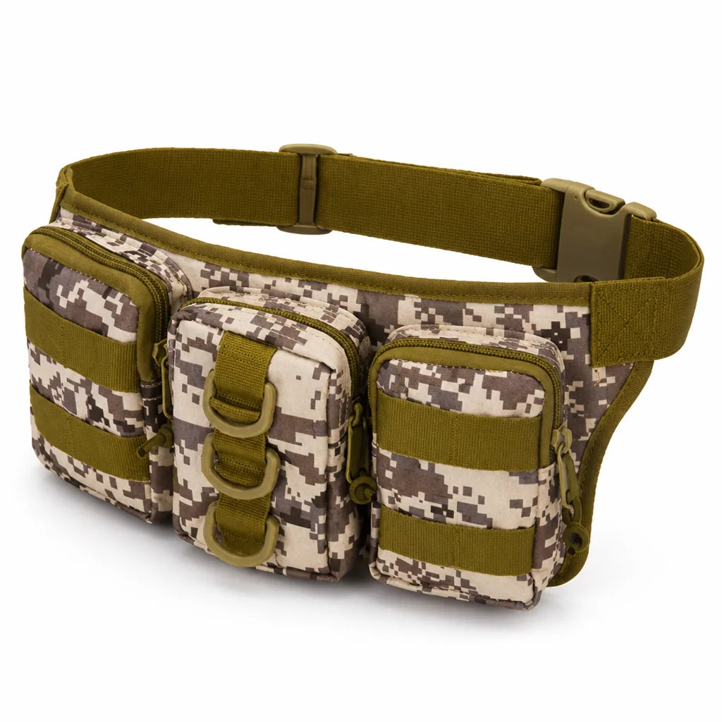 Waist Bag Waterproof 800D Oxford Three Zippered Pockets