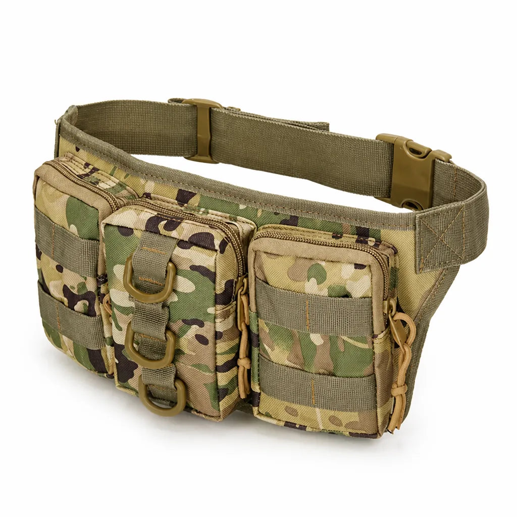 Waist Bag Waterproof 800D Oxford Three Zippered Pockets