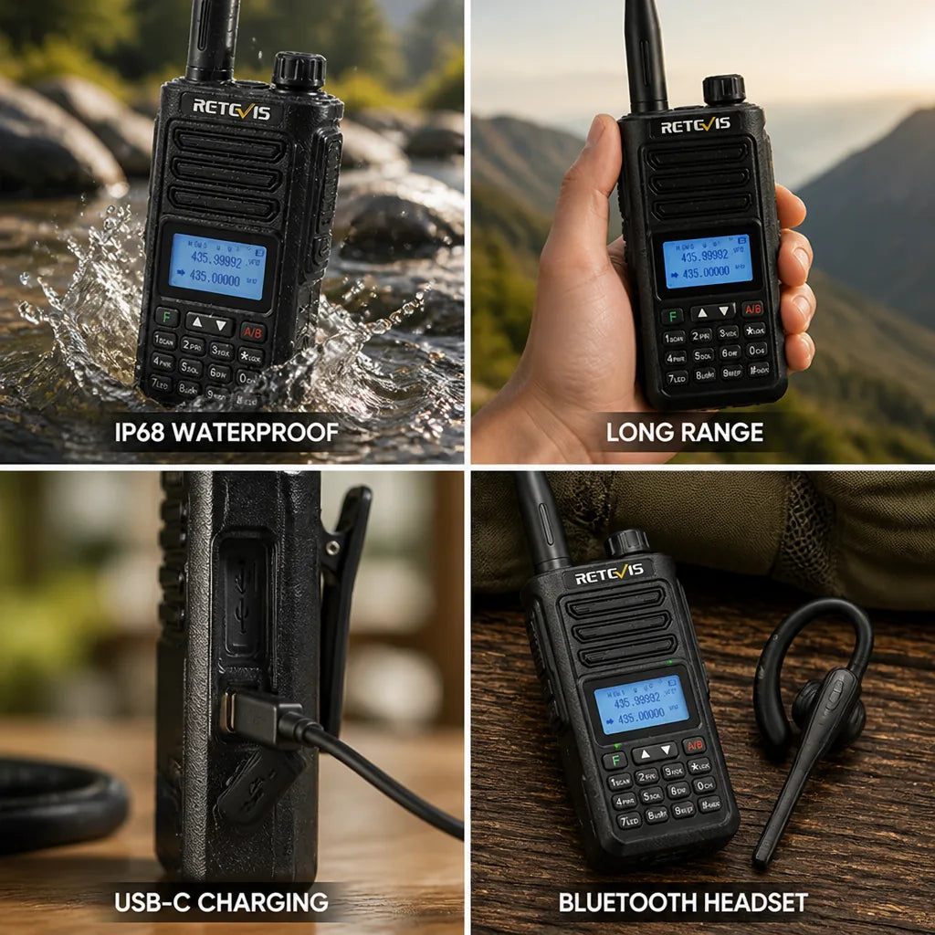 Walkie Talkie Long-Range IP68 Bluetooth & USB-C