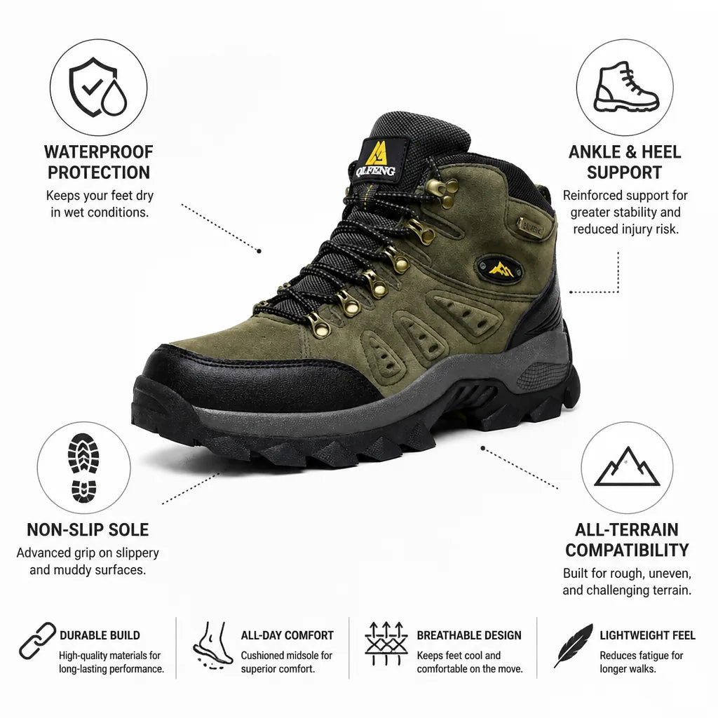 Walking Shoes Waterproof Non-Slip Sole & Ankle Support