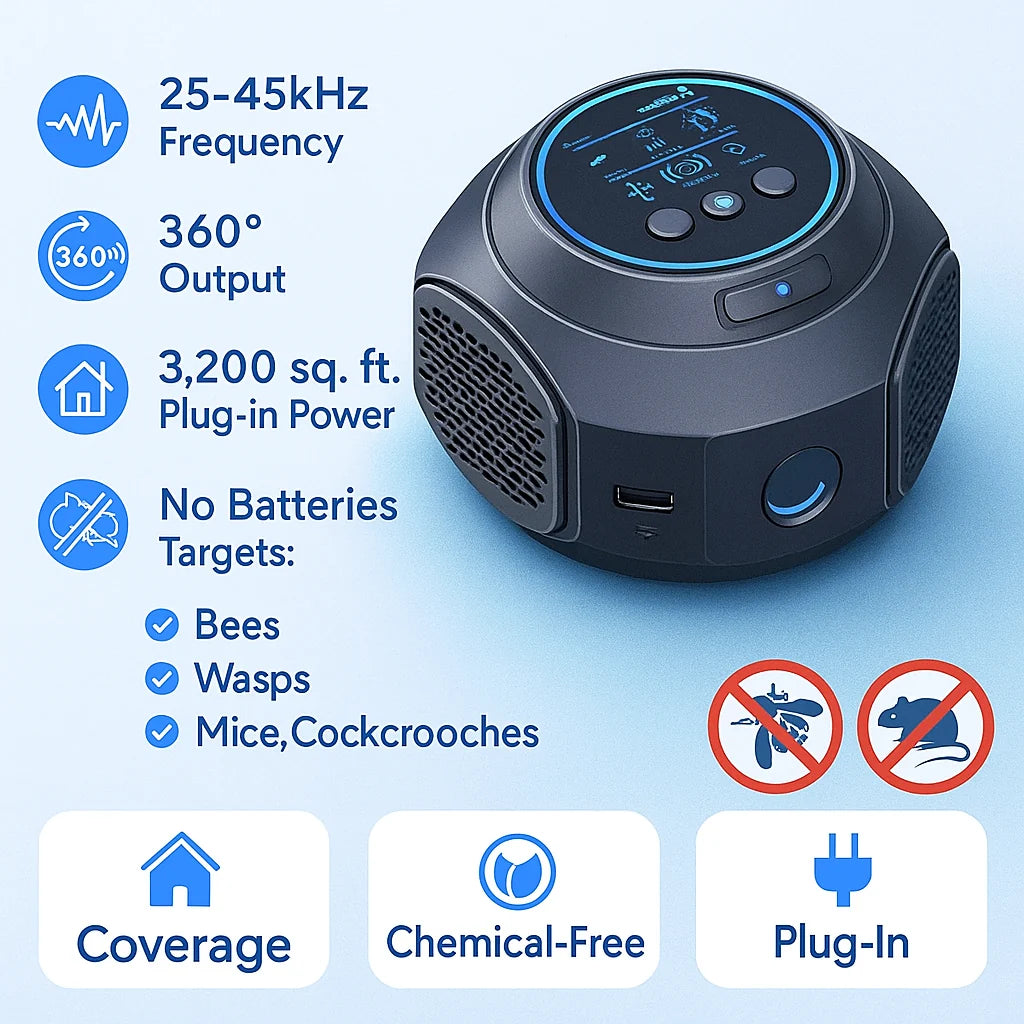 Wasp & Bee Repeller Ultrasonic Plug-In Wide Coverage