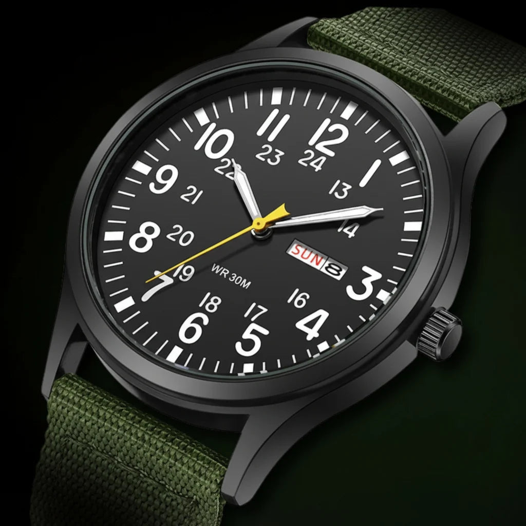 Watch Water-Resistant Nylon Strap & Stainless Steel Case