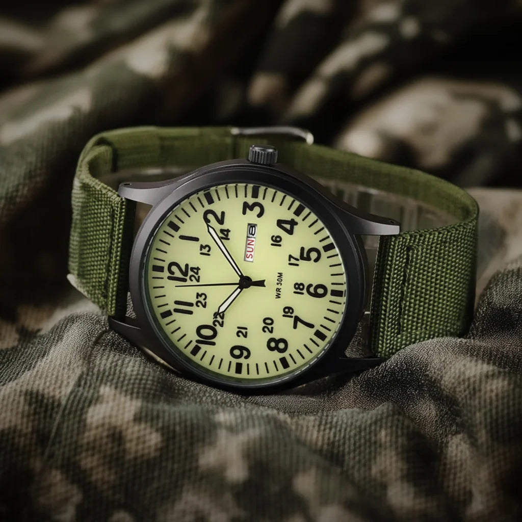 Watch Water-Resistant Nylon Strap & Stainless Steel Case