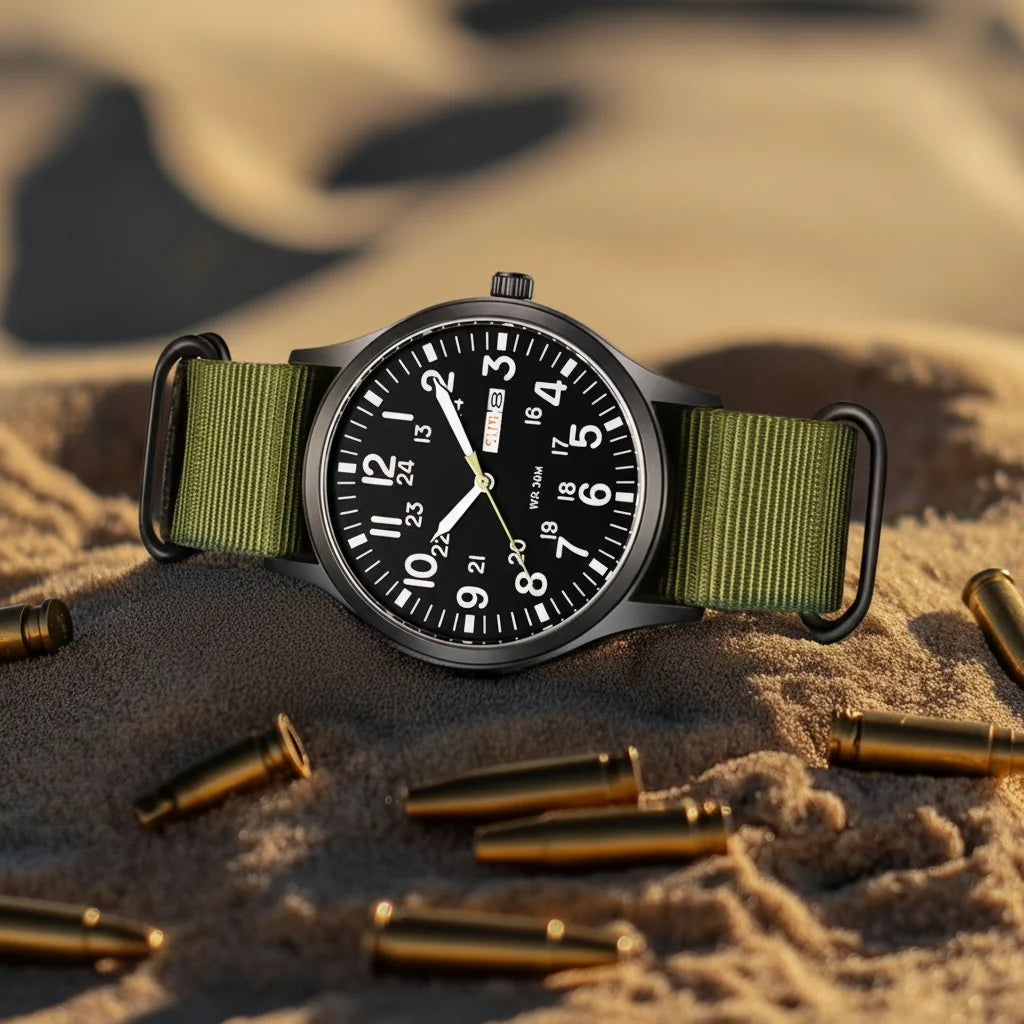 Watch Water-Resistant Nylon Strap & Stainless Steel Case