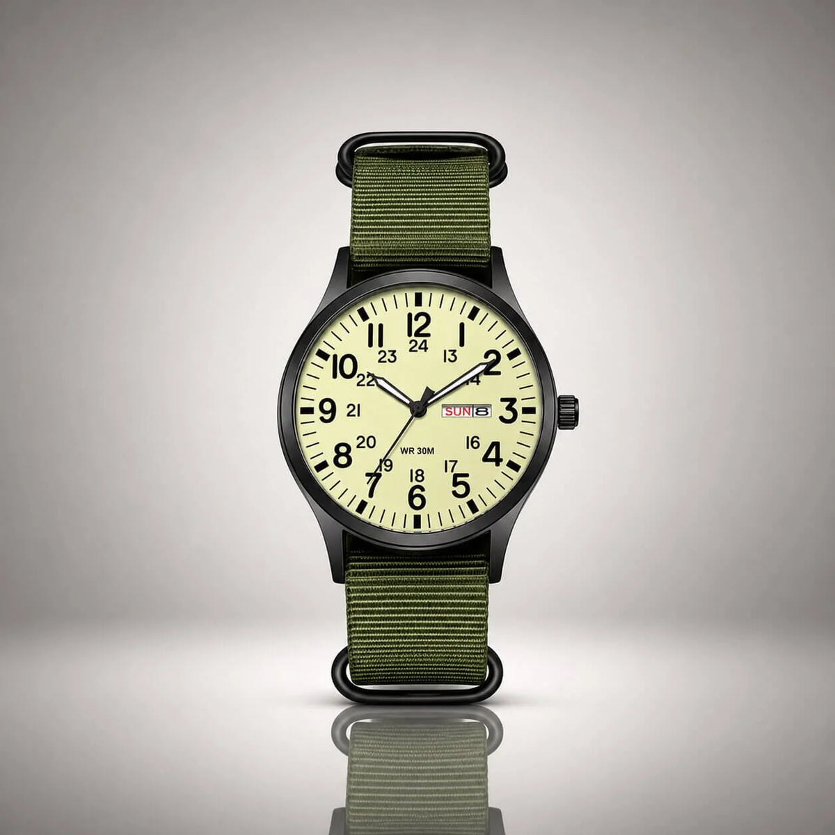 Watch Water-Resistant Nylon Strap & Stainless Steel Case