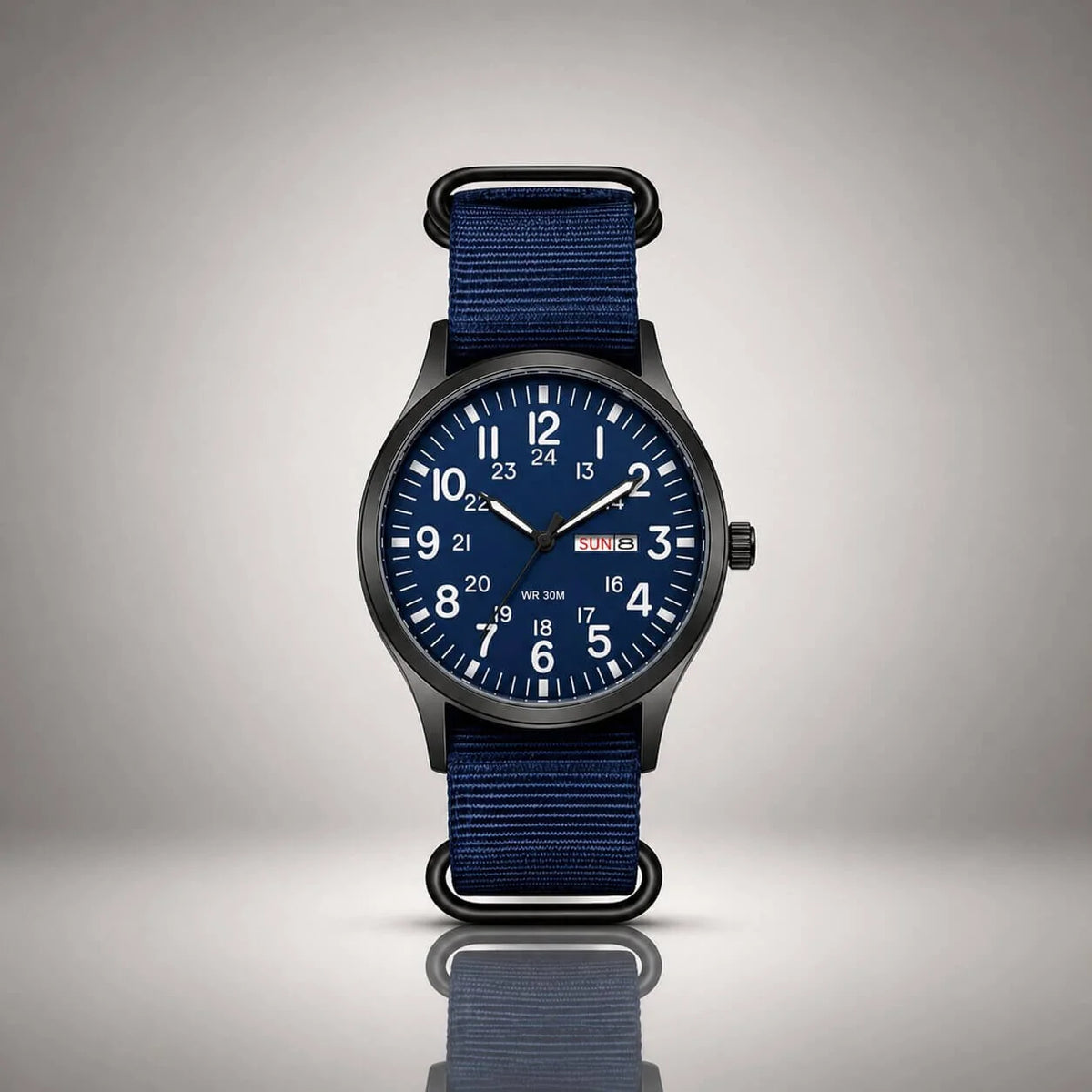 Watch Water-Resistant Nylon Strap & Stainless Steel Case