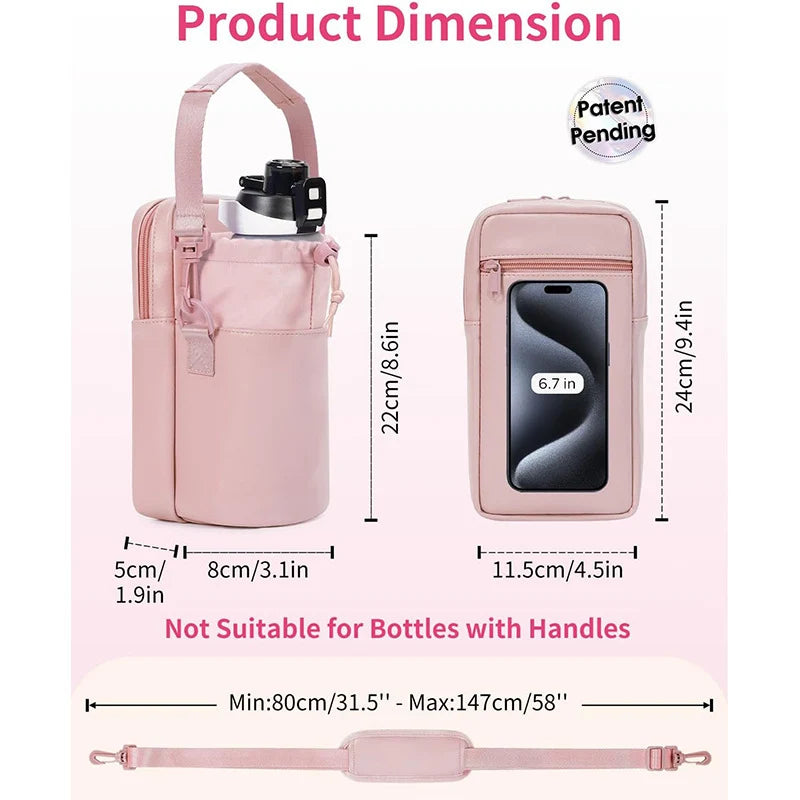 Water Bottle Carrier Insulated Adjustable Strap Wipeable Exterior