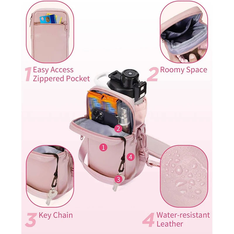 Water Bottle Carrier Insulated Adjustable Strap Wipeable Exterior