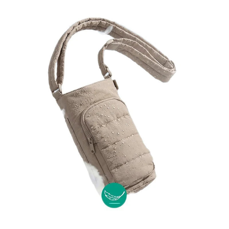 Water Bottle Sleeve Insulated Phone Pocket & Adjustable Strap