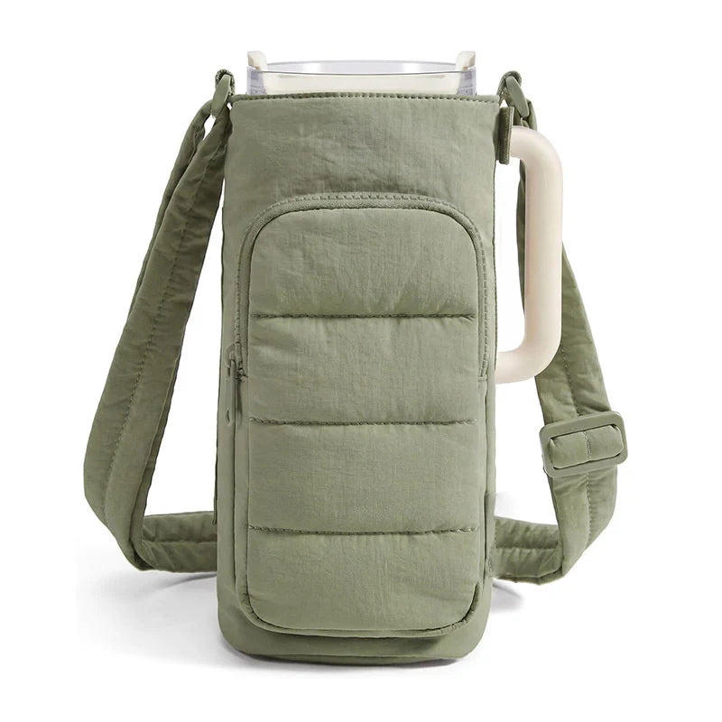Water Bottle Sleeve Insulated Phone Pocket & Adjustable Strap