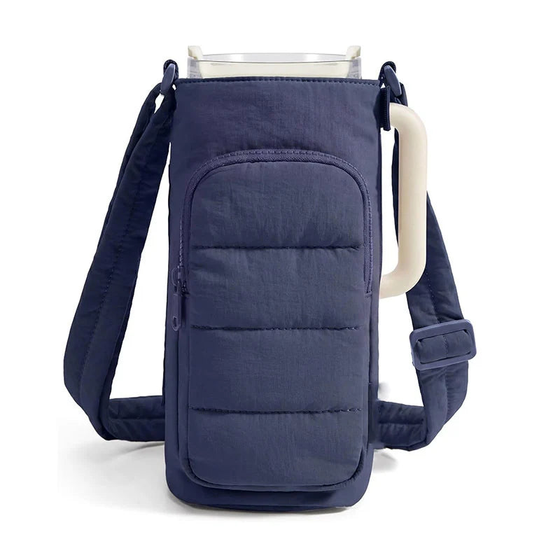 Water Bottle Sleeve Insulated Phone Pocket & Adjustable Strap