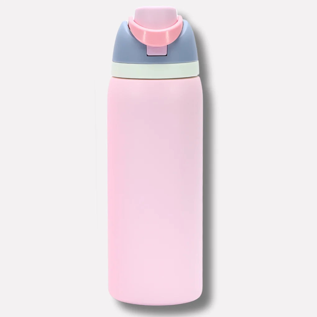Water Bottle Stainless Steel Double-Walled Leak-Proof Lid & Straw