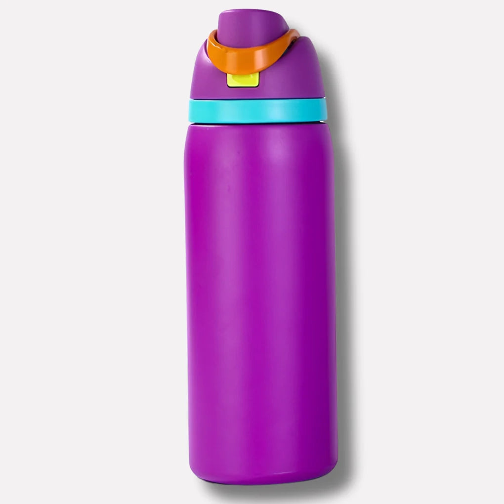 Water Bottle Stainless Steel Double-Walled Leak-Proof Lid & Straw