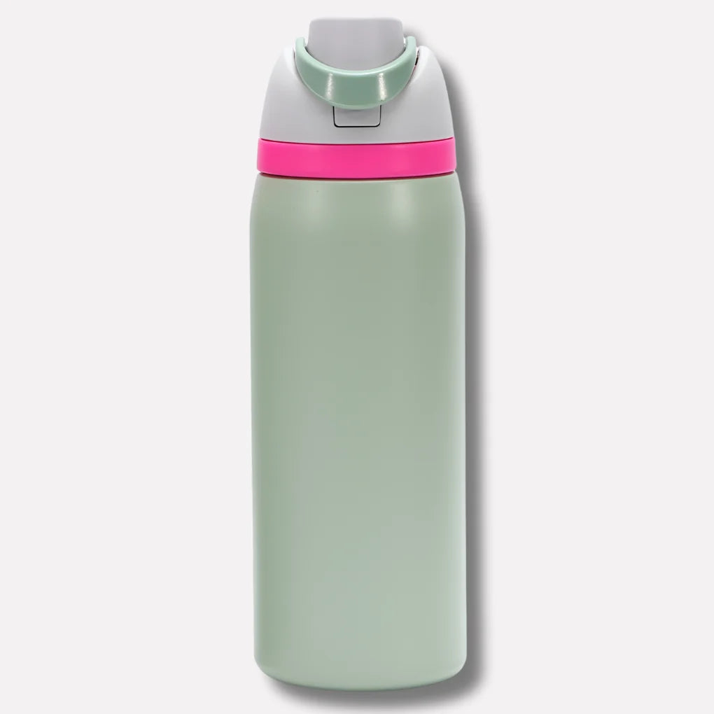 Water Bottle Stainless Steel Double-Walled Leak-Proof Lid & Straw
