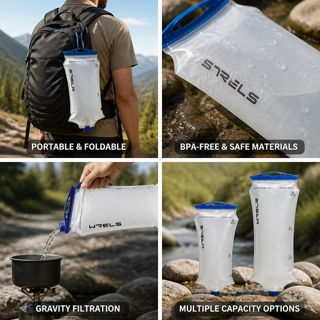 Water Filter Bag Foldable Gravity Filtration BPA-Free