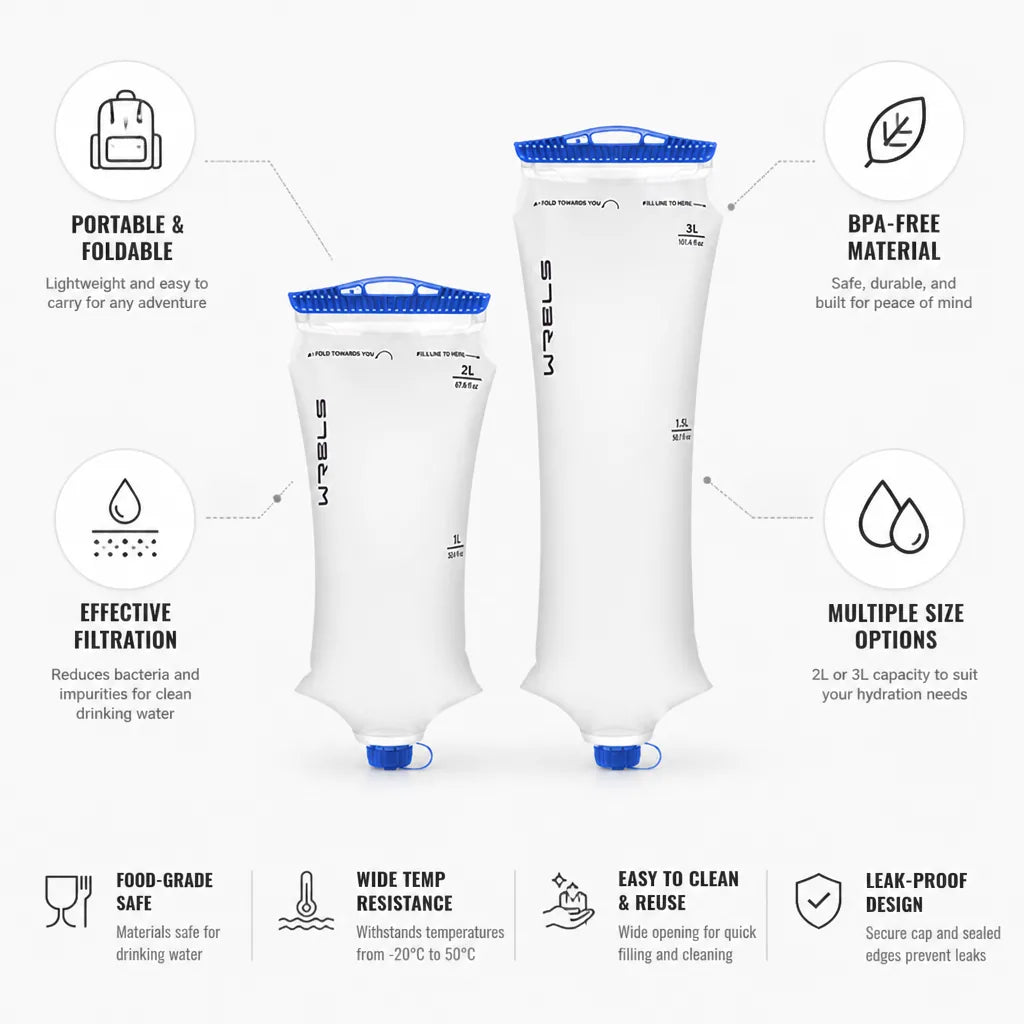 Water Filter Bag Foldable Gravity Filtration BPA-Free