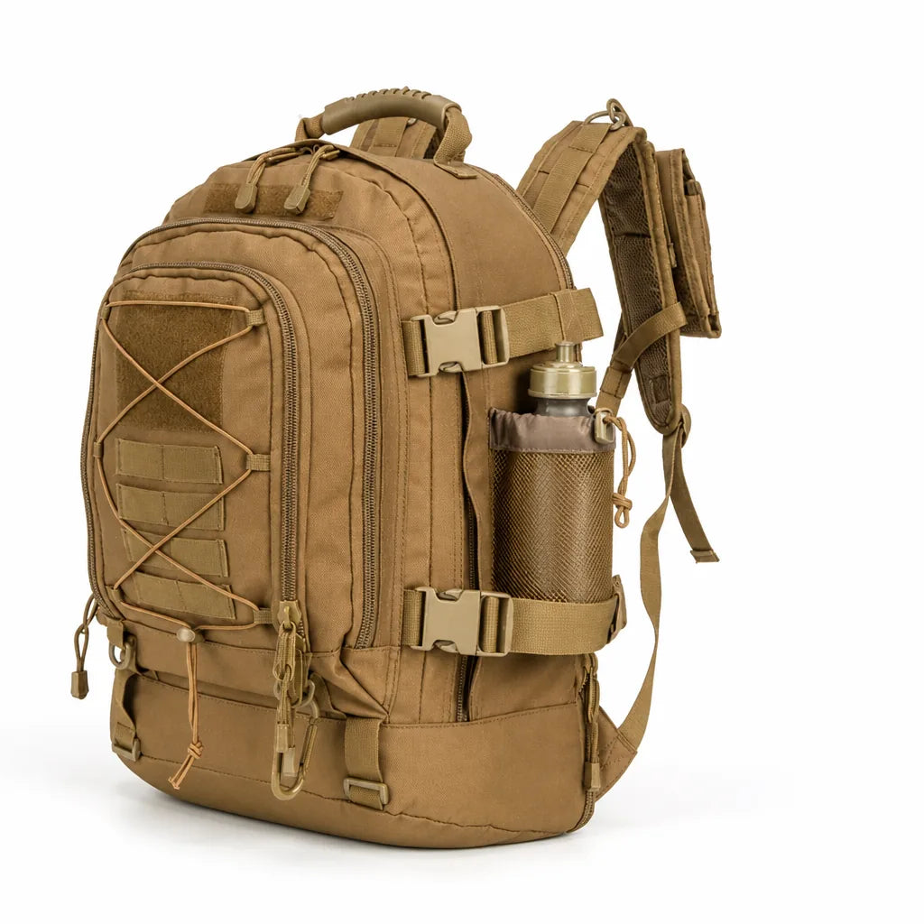 Water-Resistant Molle Backpack With Hydration Bladder Slot (60L Expandable)