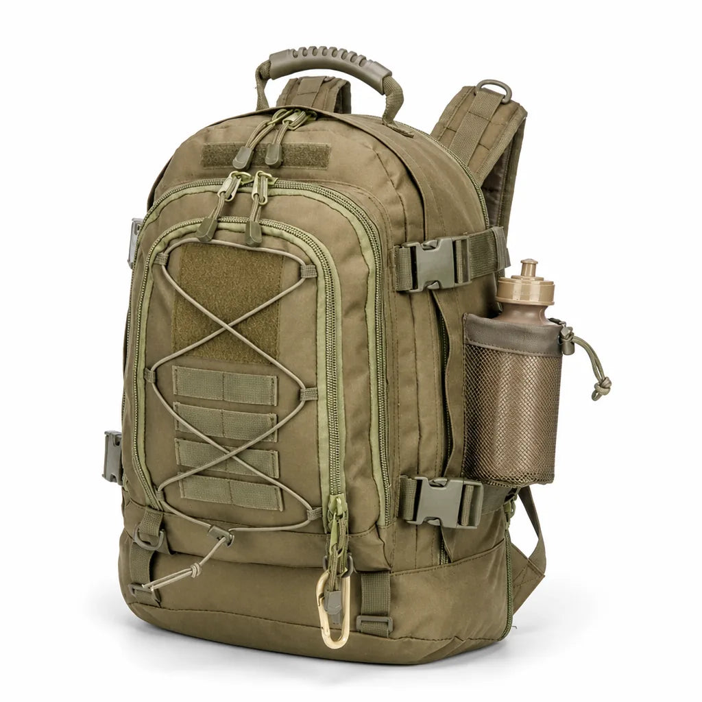 Water-Resistant Molle Backpack With Hydration Bladder Slot (60L Expandable)