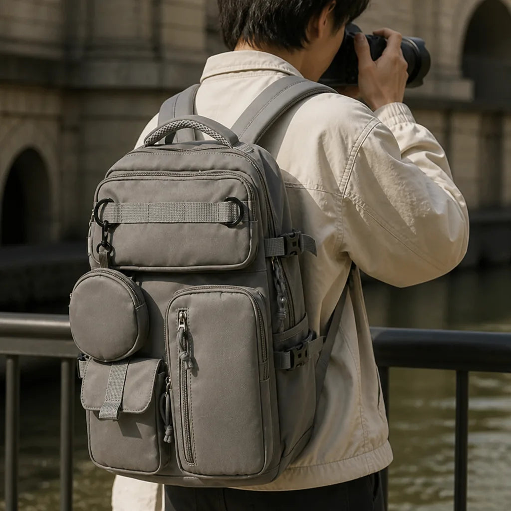 Weather-Resistant Multi-Compartment Backpack With Padded Shoulder Straps
