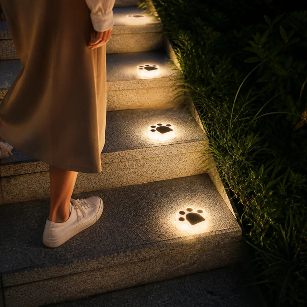 Weather-Resistant Solar LED Paw Print Pathway Light