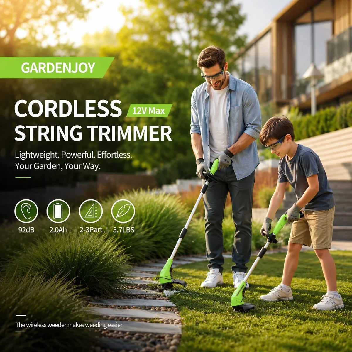 Weed Trimmer Cordless AA-Powered Extendable 63 Cm